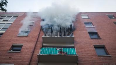 Balcon en façade enfumé